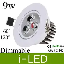 30% Выкл светодиодный светильник с регулируемой яркостью 9 Вт 3*3 Вт потолочные утопленные светильники точечный свет Теплый Холодный белый 3000 К 90-260 в 60/120 Угол