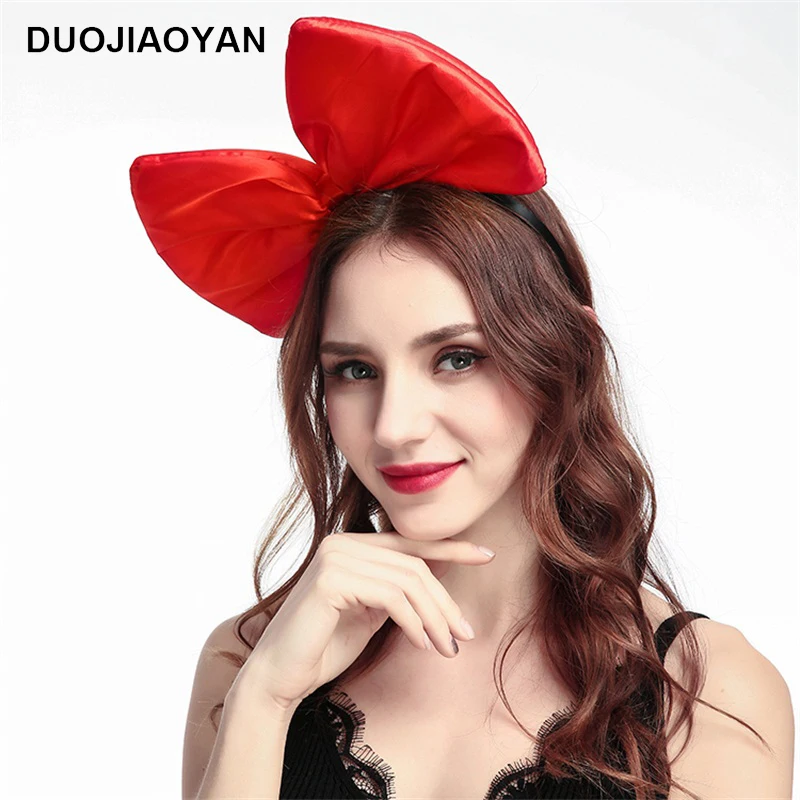 

DUOJIAOYAN Fashion Fabric Bowknot Headband Colorful Women Sponge Hair Accessories Super Bow Hairband Party 2019 Tie Hair Hoop