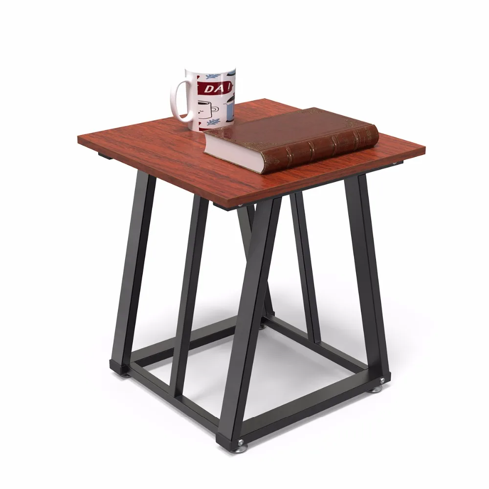 Dewel боковой торцевой стол стул столик с нижней полкой 17,7 дюймов D x19,68 дюймов H тумбочка для гостиной(торцевой стол, орех