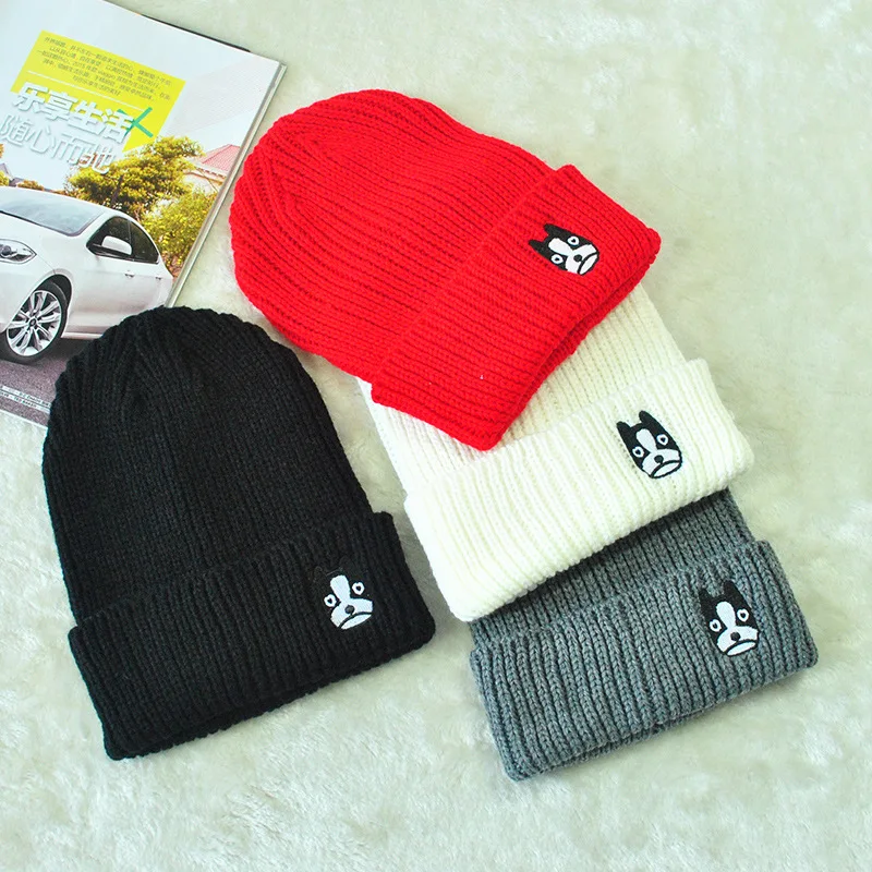 

& new Animal dog Casual Beanies for Men Women Fashion Knitted Winter Hat Solid Color Hip-hop Skullies Bonnet Unisex Cap Gorro