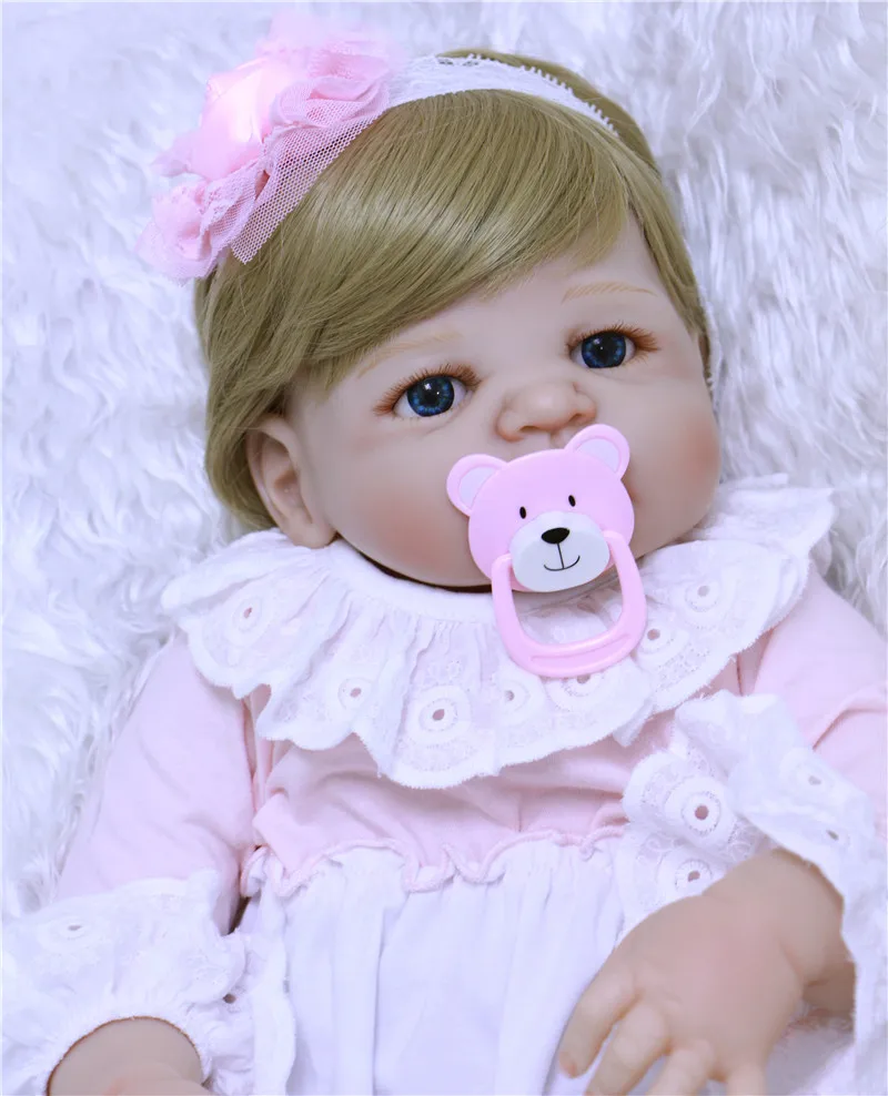 Блонд Волосы Bebes reborn 22 дюйма полностью силиконовые детские куклы DIY игрушки для