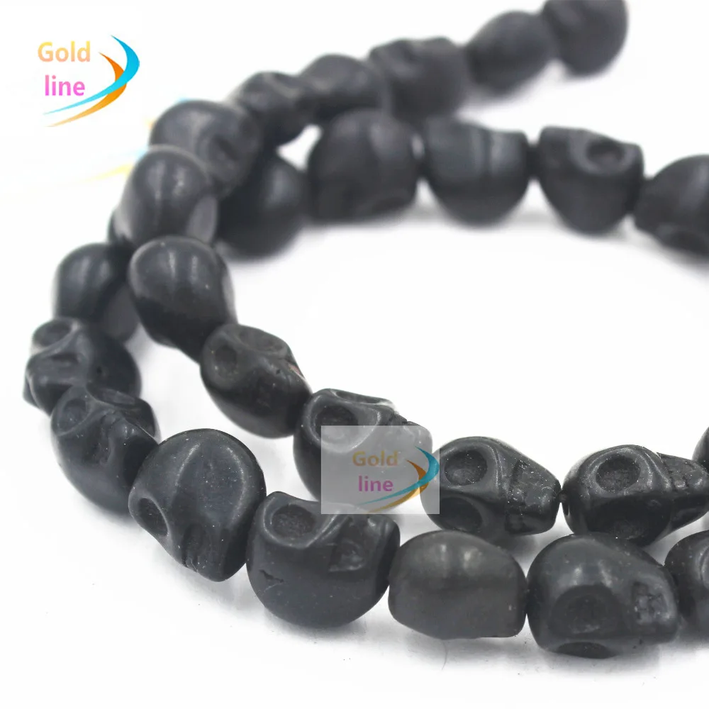

black Skull Loose Beads 10MM 12 mm Black Natural Skull Beads Fit Jewelry DIY making