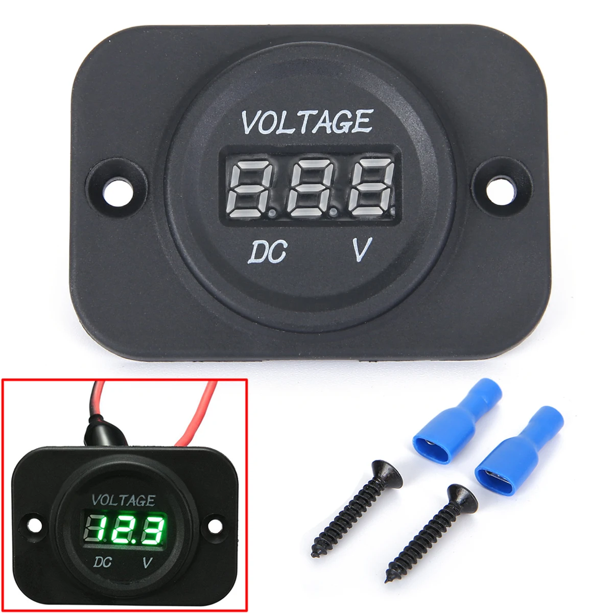 12 24V Green LED Digital Voltmeter Car Motorcycle Voltage Meter Battery