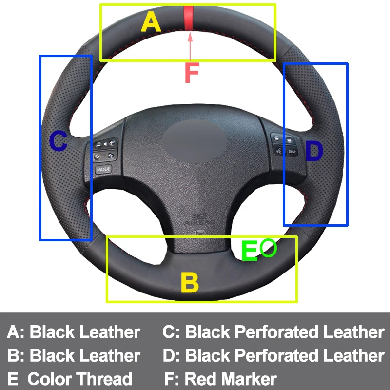 HuiER ручной швейный чехол рулевого колеса автомобиля дышащий красный маркер для Lexus IS is250 is300 is350 рулевое колесо авто аксессуары