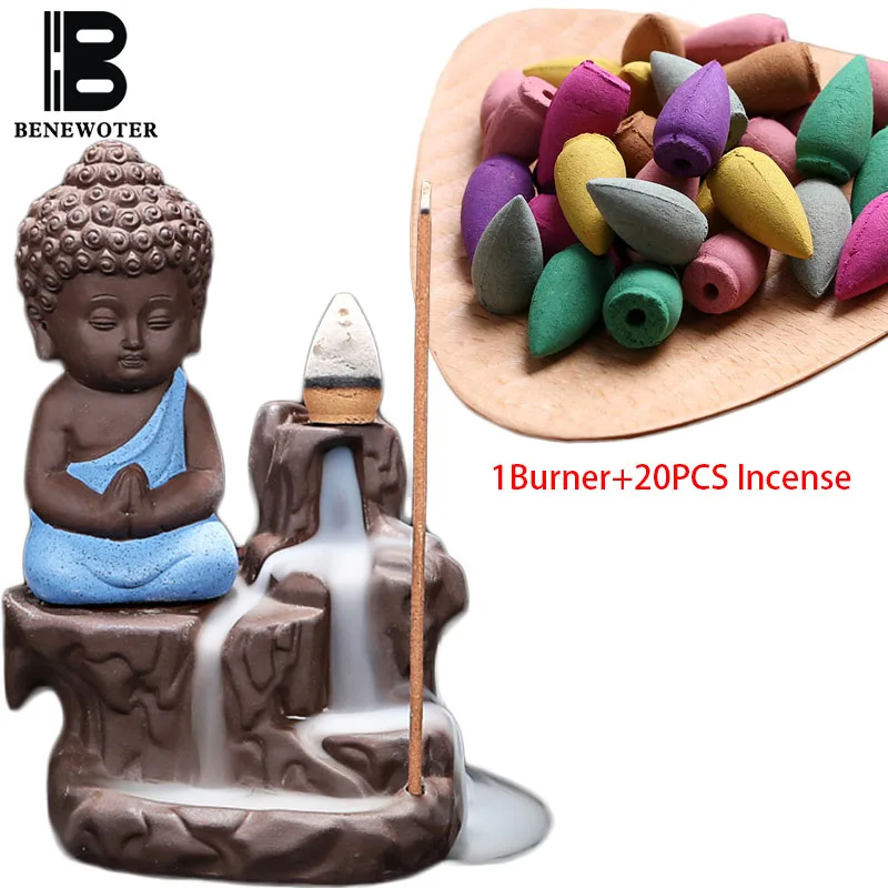 20 шт. конусы для благовоний и курильница в виде Будды|backflow incense burner|incense burnerbuddha burner