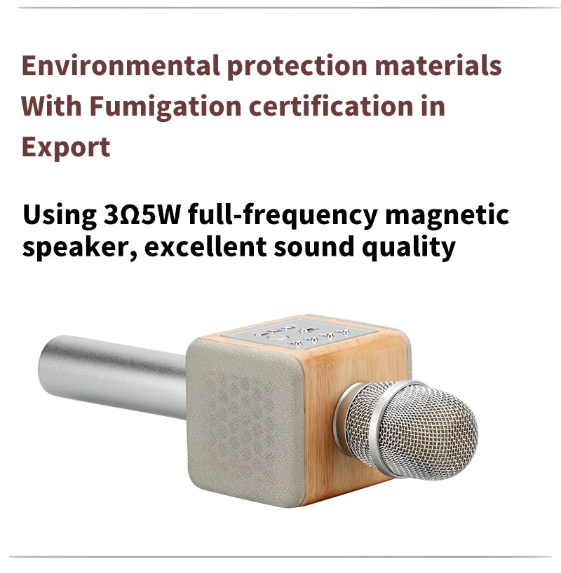 Original brand MicGeek ELF Wireless Karaoke Microphone 2.1 Sound Track Natural Rosewood DSP Chip Voice Speakers Smartphone 5