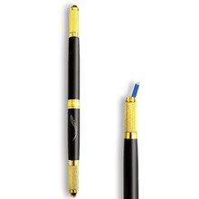 Новая двойная головка ручка для микроблейдинга ручная машинка для татуажа иглы Лезвия Перманентный макияж 3D вышитые губы бровей инструменты для татуировок