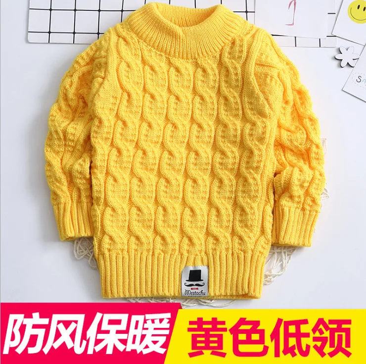 Детская одежда, осень-зима, Новое Классическое белье, блузка, Однотонный свитер с длинными рукавами и высоким воротником - Цвет: 6
