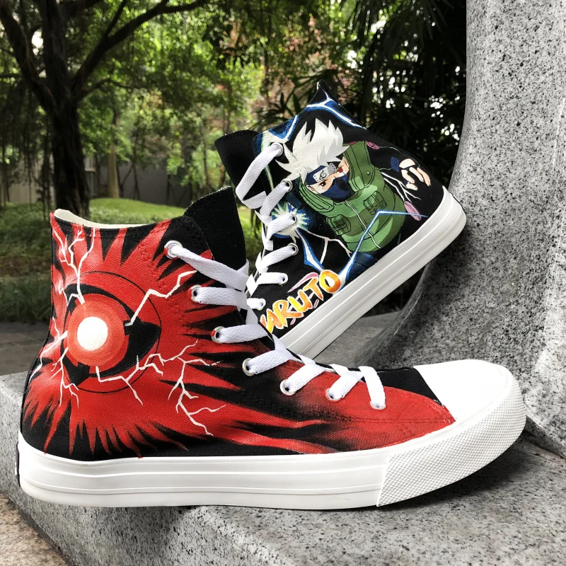 Wen Mens High Sneakers Design Naruto Shippuuden Kakashi Syaringan Hand Painted Shoes Sewing Canvas Womens Plimsolls Lace up Wen Mens High Sneakers Design Naruto Shippuuden Kakashi Syaringan Hand Painted Shoes Sewing Canvas Womens Plimsolls Lace up