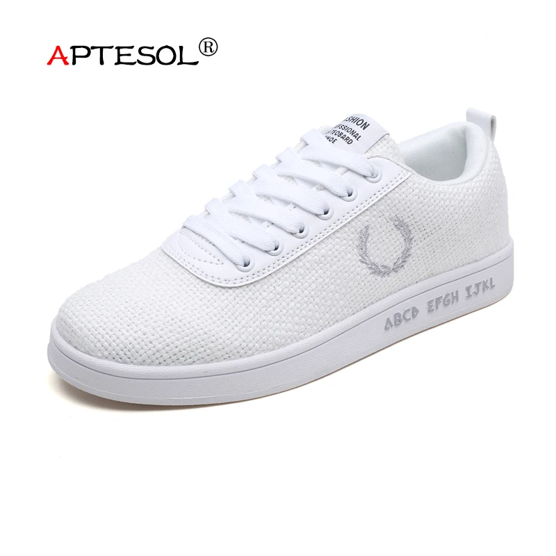 

APTESOL Fashion Men's Hemp Vulcanize Shoes Daily Summer Comfortable Lace-up Flat Shoes Lightweight Breathable Sneakers for
