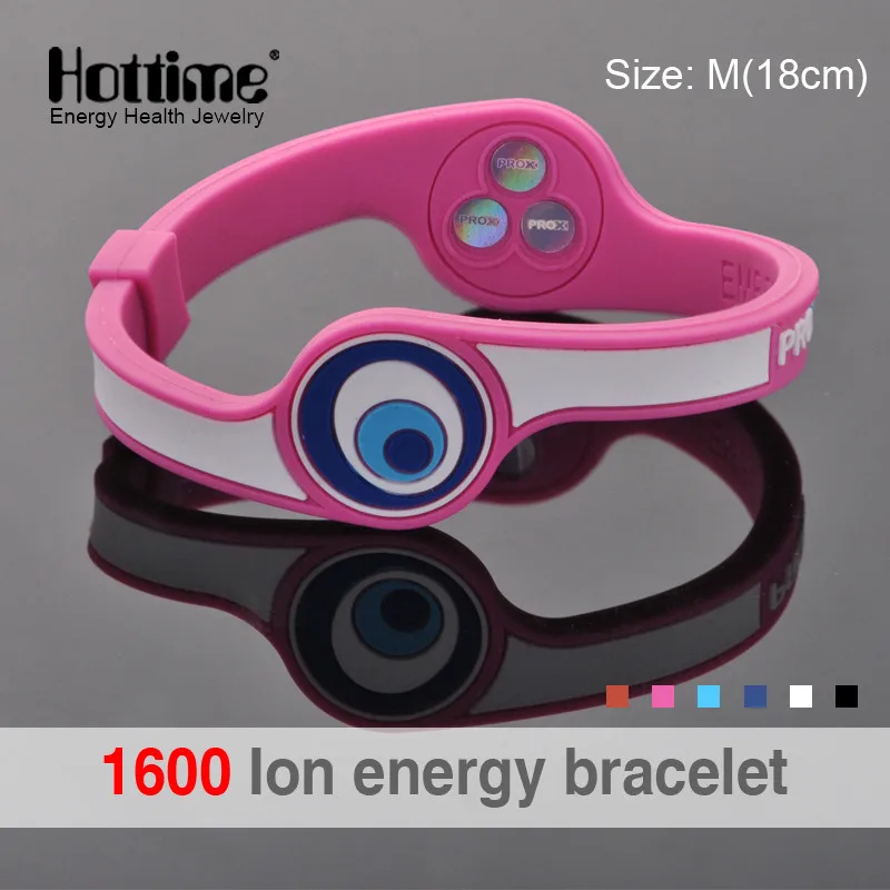Hottime Эко Энергии энергии Голограмма браслеты держать ионный баланс магнитотерапии модные силиконовые полосы - Окраска металла: PROX 3 Pink