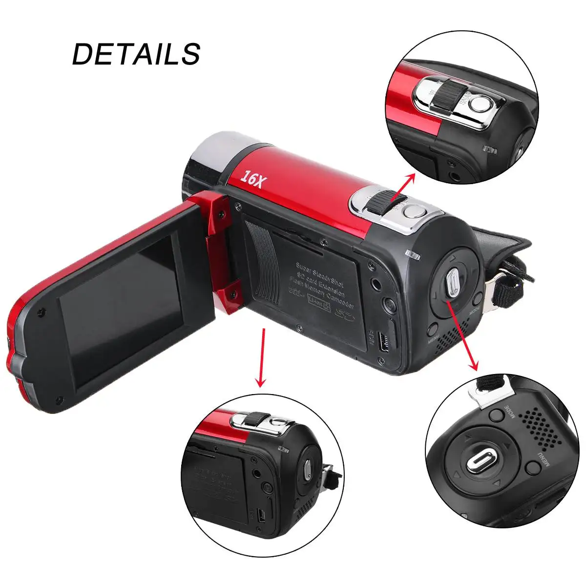 KINCO 16MP 2,7 дюймов FULL HD 1080P lcd Цифровая видеокамера регистратор DV 16X зум потребительские видеокамеры