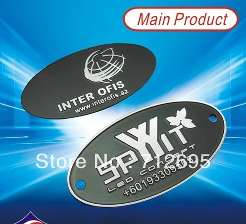 Aluminum Metal Highlight Brushed Nameplate/Embossed Shiny Silver Logo  Custom Emblem Label Maker