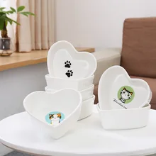 Керамическая миска для кошки мультяшный Кот миска для еды посуда для закусок кормушка для собак в форме сердца товары для животных еда креативный соусник