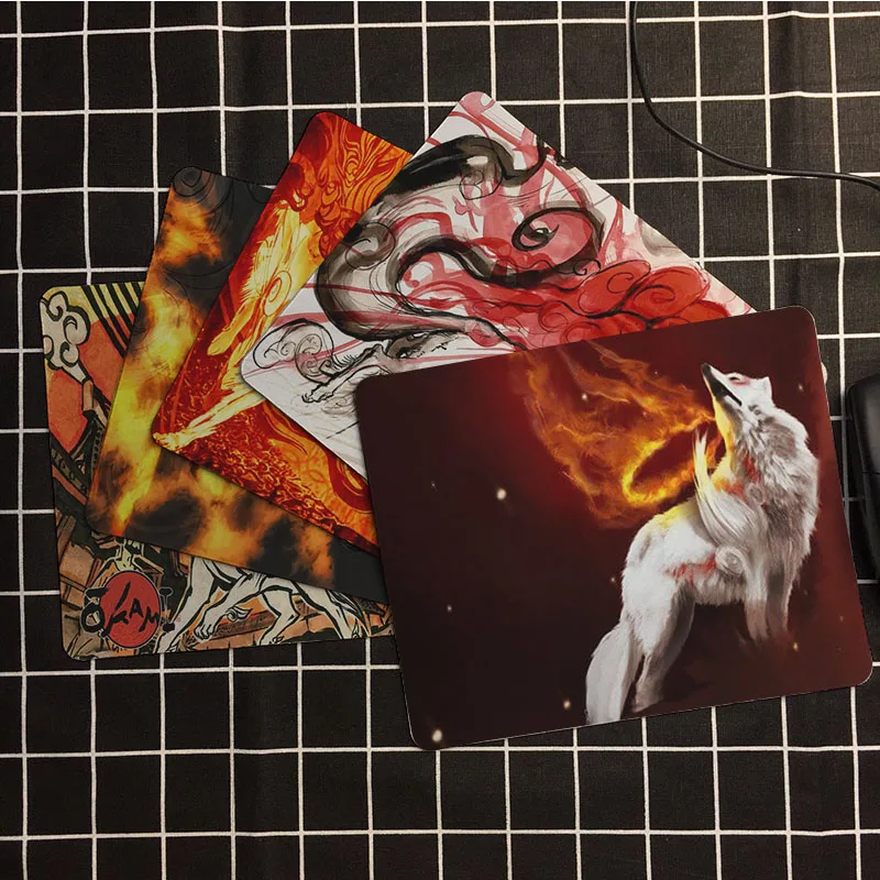 

Fantastic Okami Fire Flame Red Nine Tailed Fox Personalized Computer Notebook Mouse Mat Resistant Dirt 180x220mm Mouse Pad