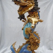 Xd 001030 2" Старый Китай чистая бронзовый золото ручной перегородчатые синий дракон скульптура