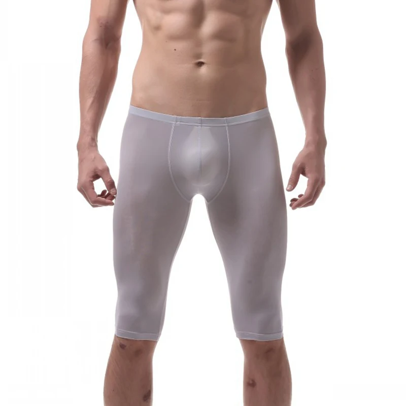 Сексуальные супер тонкие мужские шорты, обтягивающие штаны для бега, шелковые спортивные шорты для фитнеса, короткие штаны, леггинсы, мужские спортивные шорты, дышащие