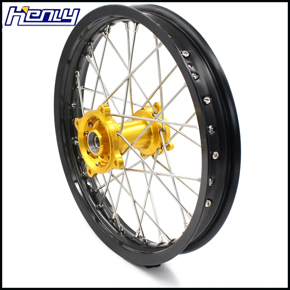 19/16 Spoked Pitbike колеса детские большие диски набор для SUZUKI RM 80 RM 85 YZ 80 YZ 85 1993- колеса Золотая ступица