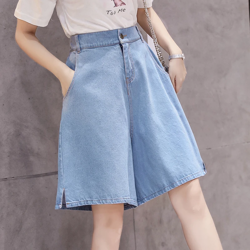 wide leg shorts denim