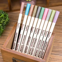 Sanjie металлические цветные чернила Вода Мел Ручка для скрапбукинга Альбом рисунок шин Золото Серебро художественные маркеры ручки для черного фона