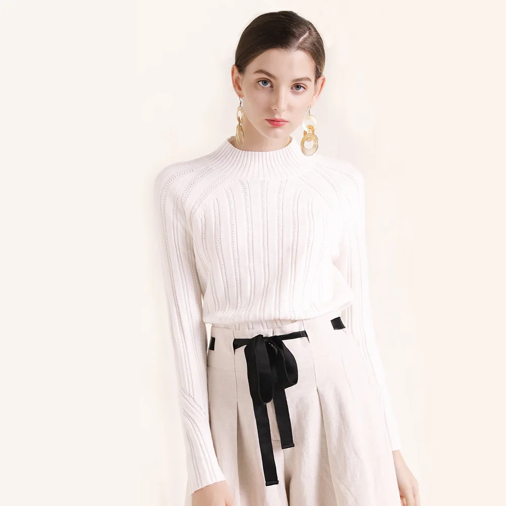 Solid half turtleneck elastic knit slim pullovers sweater 2018 new women autumn winter basic long sleeve sweater
