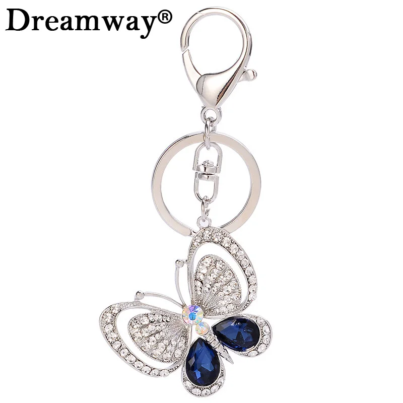 Women Butterfly Keychain Luxury Bag Keychain Pendant Car Keyring Silver