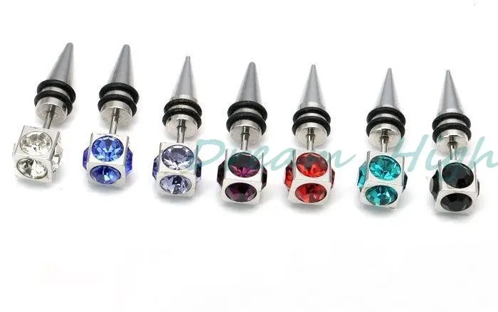 Anel dos Homens Hengke Jóias Statinless Brinco Moda Stud Orelha Falso Expander Ear 100 Pçs - Lote Frete Grátis 316l Aço 2 High Quality Joias e Acessórios
