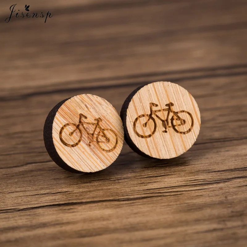 

Jisensp New Arrival Vintage Bicycle Wooden Earrings New Fashion Bike Earring for Women Party Gift boucle d'oreille femme