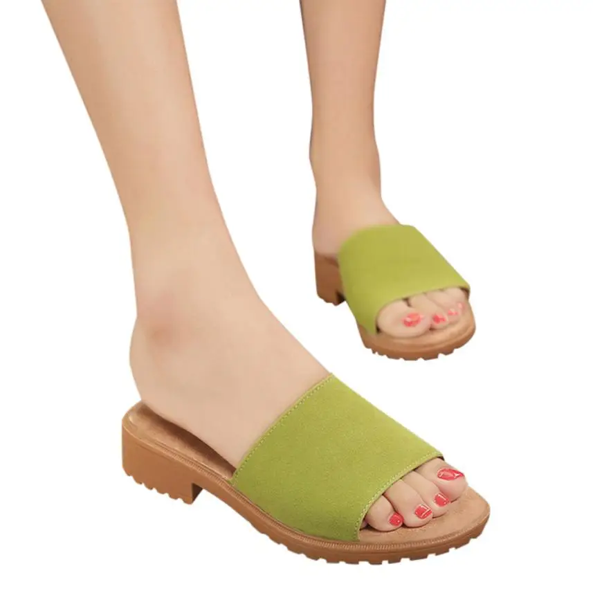 

2018 slippers women summer casual Ladies Peep Toe Slippers Solid Fashion Flat Ankle Sandals Summer Shoes 5.27