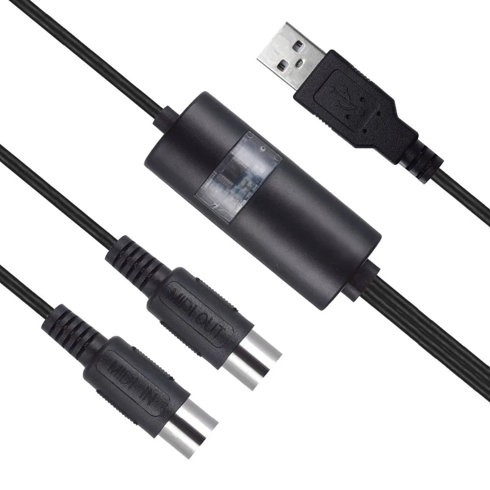 

MIDI to USB Converter PC Music studio Keyboard piano drum pedal effect data interface adapter Cord Cable wired