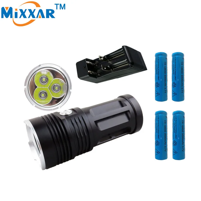 

6000LM 3x T6 led beads MI-3 Torch tactical flashlight Lantern Hunting Hiking Light with 4x18650 5000mAh battery and one charger