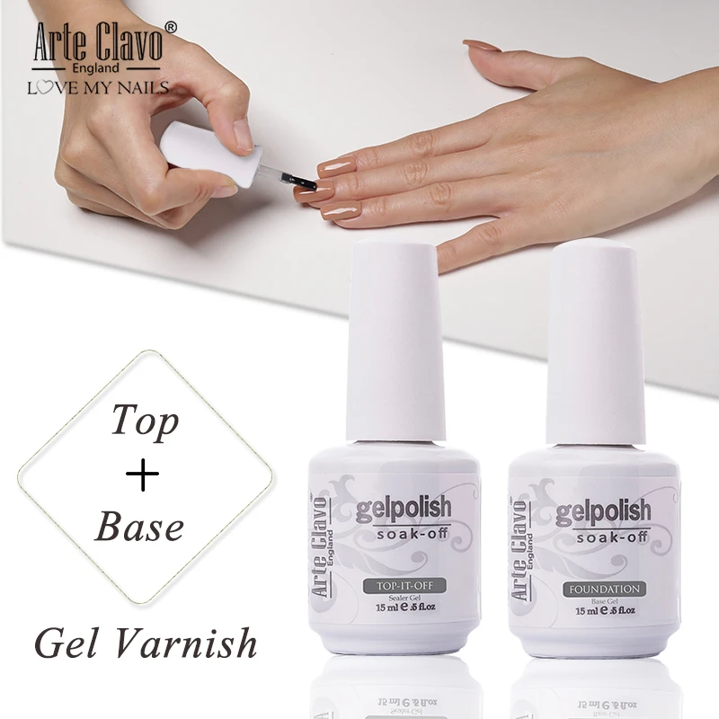 

Arte Clavo Gel Varnish 15ml Base Coat Gel Top Coat Nail Art Lacquer Soak Off Gel Nail Polish UV LED Nail Primer UV Topcoat