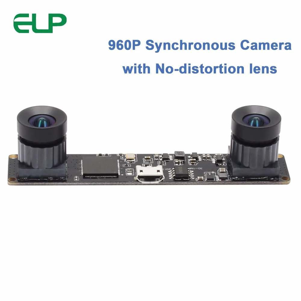 

Synchronization USB Stereo Webcam Dual lens camera OV9750 960P MJPEG 2560X960 with No distortion lens 3D usb camera module