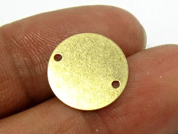 

Brass round disc pendant 15mm Raw brass connectors charms with 2 holes R362