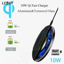 Universal QI Fast Wireless Charging Charger Pad 10w Aluminum Mobile Phone Charger Holder Mount Portable with LED