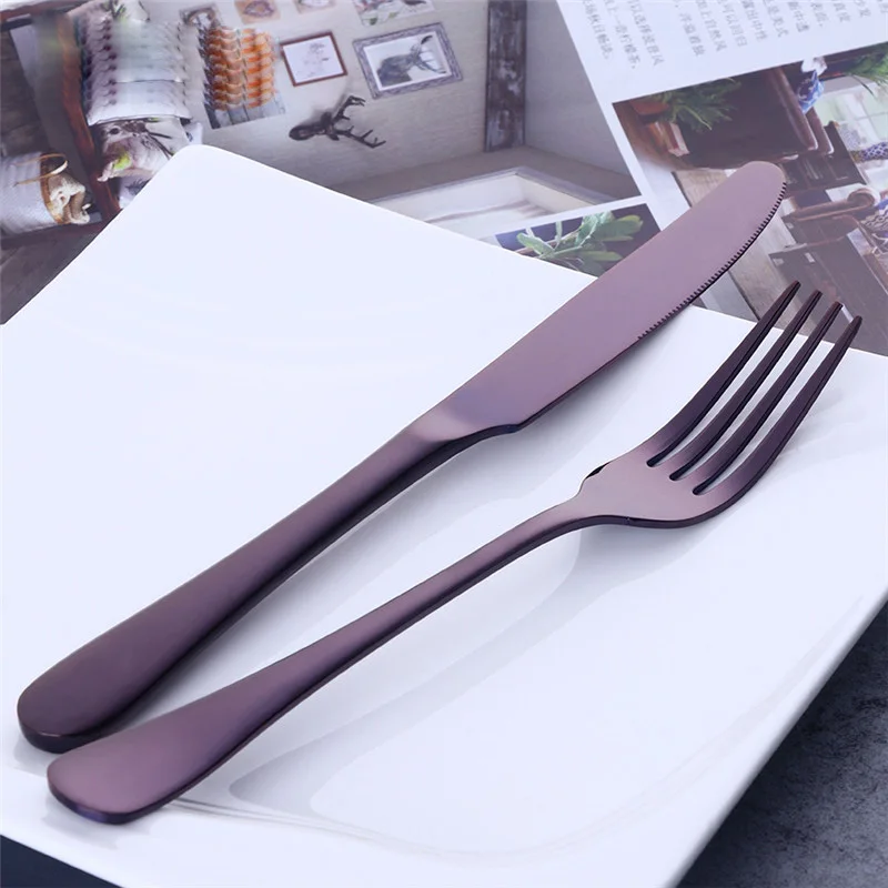 Набор столовых приборов из нержавеющей стали 4 шт./компл.|purple dinnerware set|tableware dinner