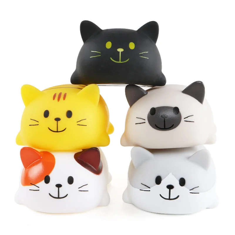 5pcs/Set Animal Swimming Water Toys Soft Cat Floating Rubber Cats
