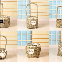 Креативная Цветочная корзина в европейском стиле, зеленая растительная мясистая Цветочная корзина ручной работы, Соломенная Корзина