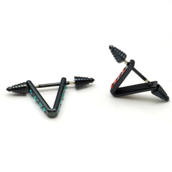 Треугольник черный Титановая Сталь 5 цветов кристалл для мужчин пирсинг ювелирные изделия серьги