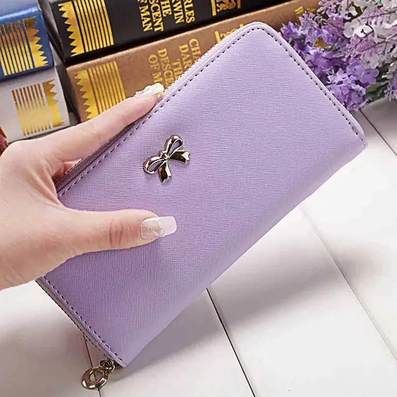 

Long Wallet Women Purse Large Capacity Clutch PU Leather Ladies Wallet European American Style Zipper Purse Coin Bag Phone Bag