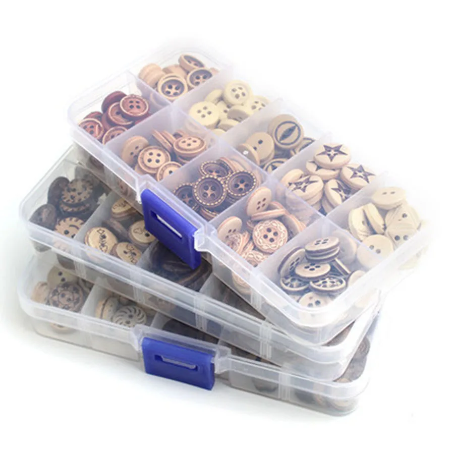 

100pcs Mixed Decorative Wooden Sewing Buttons 2 Holes Round Scrapbook Cardmaking Craft 9-13mm Buttons Decor Scrapbooking Garment