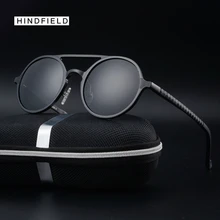 Hindfleld Luxury Vintage men Steampunk Sunglasses female Brand Design Round Men Polarized Goggles Alloy Oculos de sol uv400