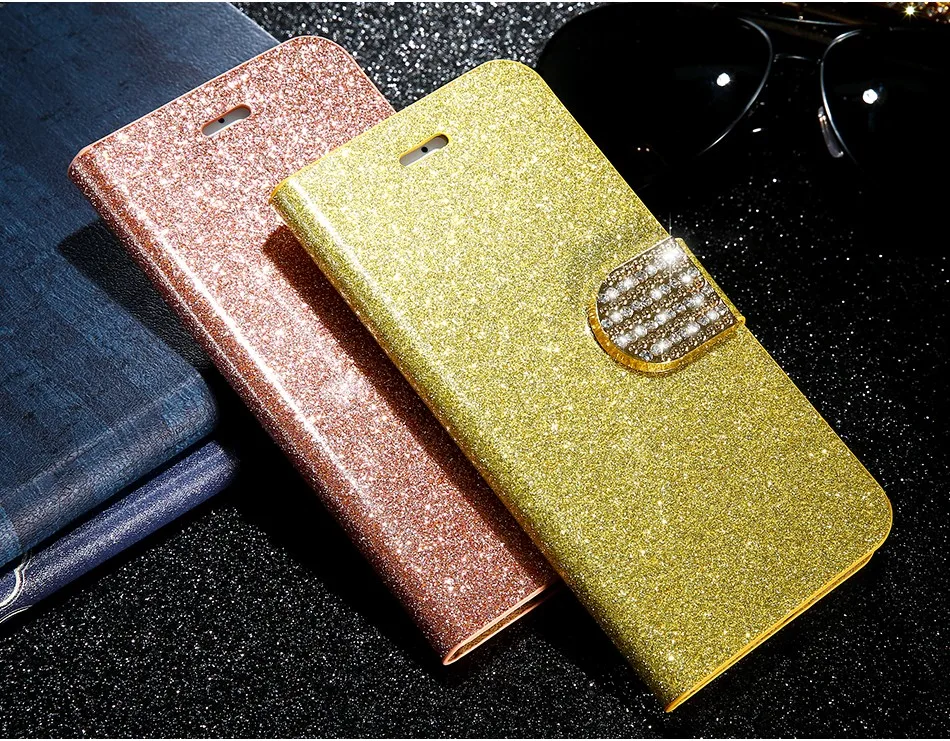 FLOVEME Luxury Bling Diamond Glitter Flip Case for Apple iphone 6 6S 7 Plus 5.5 Leather Girl Bag Wallet Stand Rhinestone Cover (3)