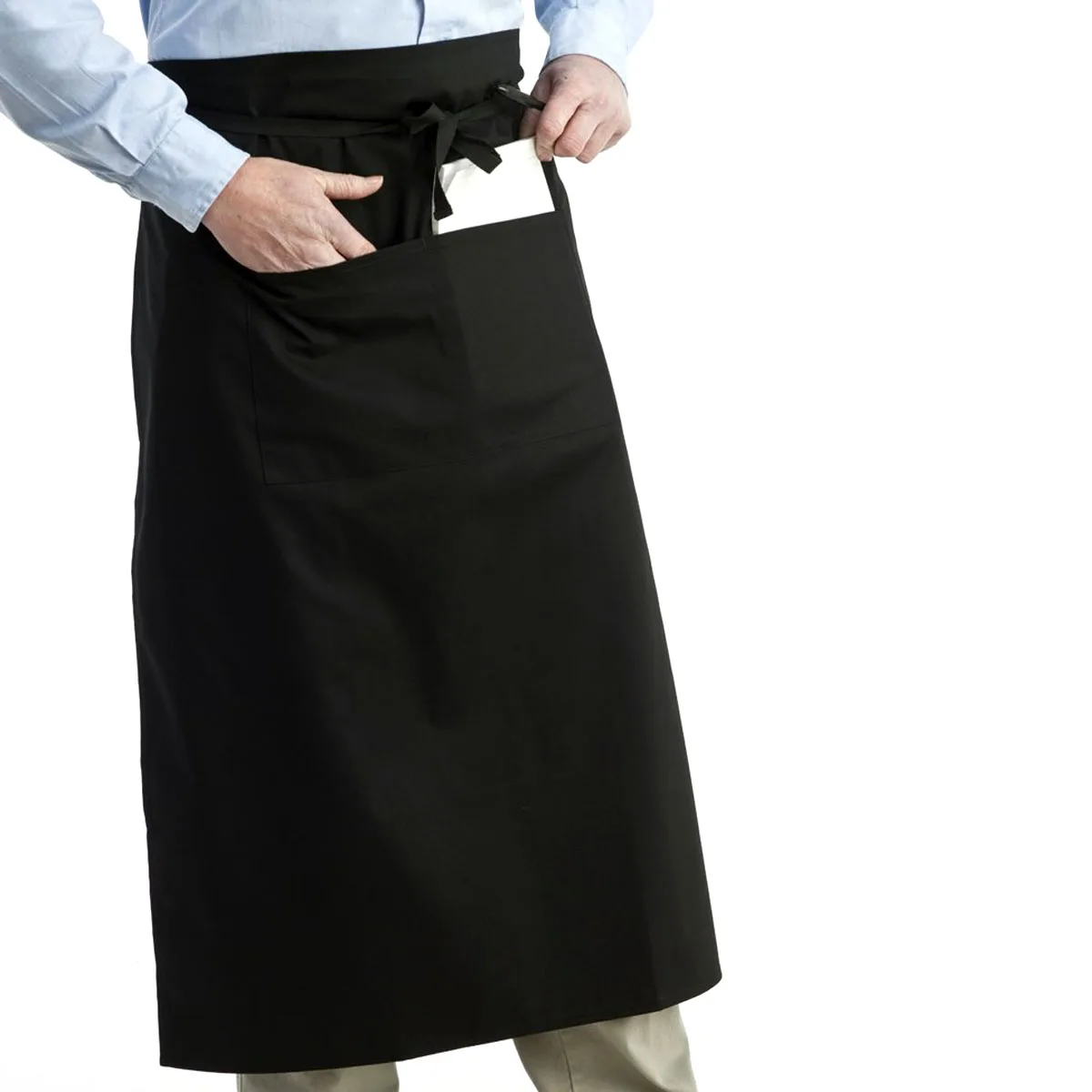

Universal Apron Unisex Women Men Kitchen Cooking Waist Short Apron Waiter Apron with Double Pockets