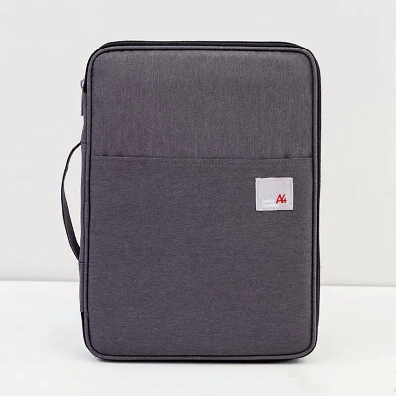 Portable Document Organizer A4 Zipper Waterproof Storage Bag-Black