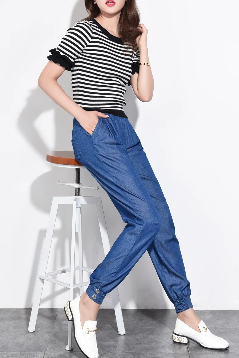 Женские джинсы с высокой талией, лето-осень, широкие джинсы для женщин, свободные женские штаны-шаровары, женские брюки, джинсы для женщин