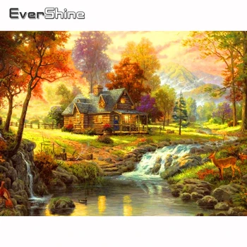 

Evershine Diamond Embroidery Full Set River Diamond Painting Landscape Cross Stitch Kit Diamond Mosaic Full Round Drill Art Sale