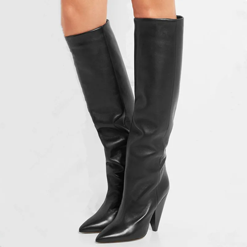 Qianruiti-Slip-On-Shoes-Black-Red-Green-Navy-Smooth-Leather-Fashion-Knee-High-Booties-Pointed-Toe.jpg_640x640