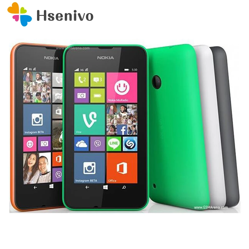 Nokia Lumia 530 оригинальные окна телефон 8,1 4,0 "4 ядра Dual SIM ГБ Встроенная память 5MP камера 3g WCDMA Wi Fi gps Восстановленное