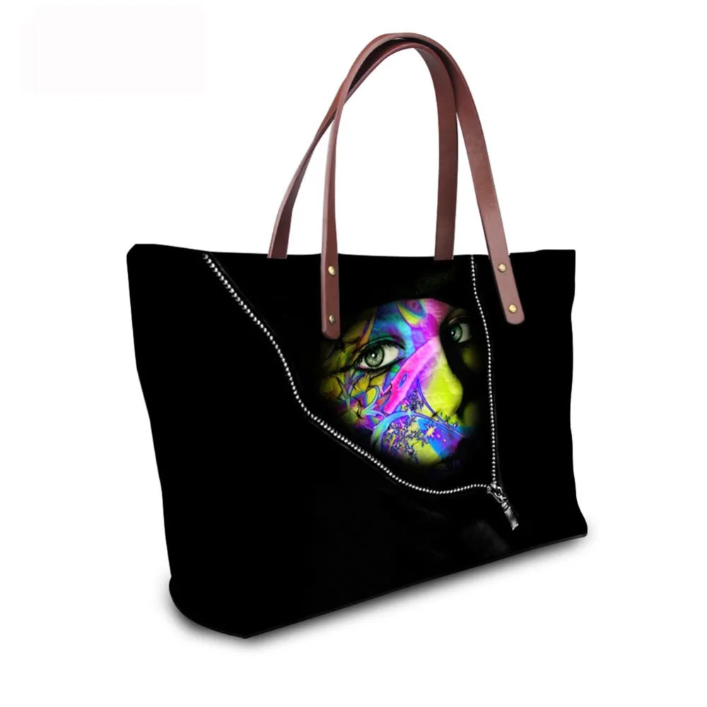 

Noisydesigns 2018 fashion girls ladies famous brand designer shoulder bags women handbag hologram zipper face large shopper bag